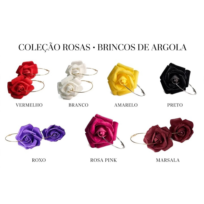 Brinco de argola rosa (par), várias cores + mimo