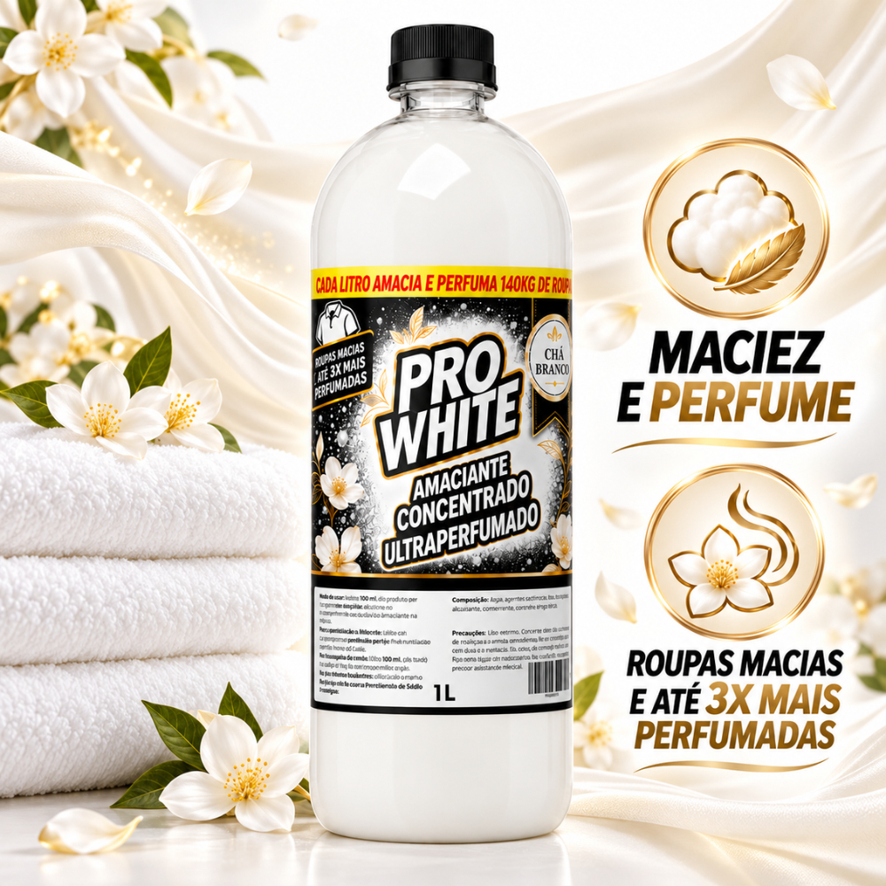 Amaciante Concentrado Perfumado Roupas Macias Pro White 5L Chá Branco — imagem 2 de 2