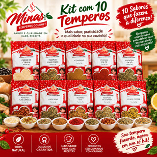 Kit 10 Temperos Minas Gourmet | Temperos Variados para Carnes, Feijão e Receitas