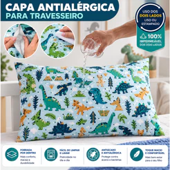 Capa para Travesseiro Infantil 60x40 Impermeável Antialérgica Antiácaro com Zíper Dupla Face