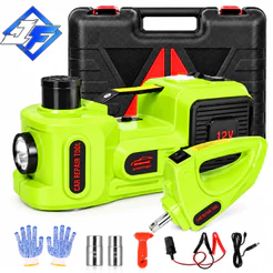 Kit Macaco Elétrico 5T 12V para Carro com Chave de Impacto Luz LED e Maleta Portátil