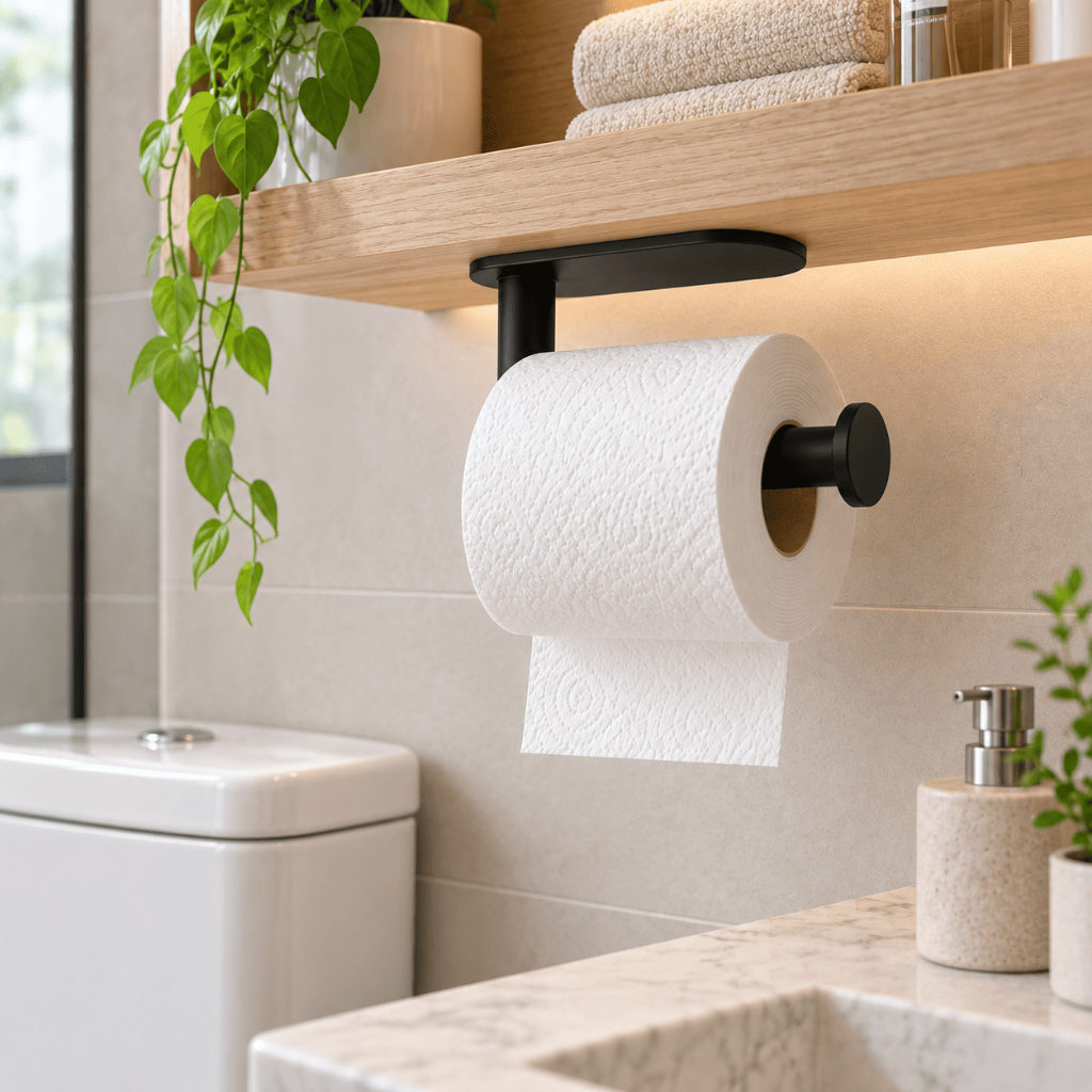Porta Papel Higiênico Sem Furo Suporte Parede Adesivo Aço Inox Banheiro Lavabo Autoadesivo CHEF D · foto 2