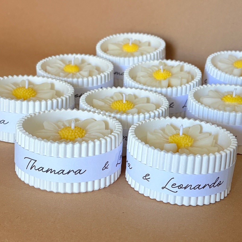 Vela Aromática Artesanal Personalizada - Base em Gesso | Kit Lembrancinha Casamento, Batizado, Formatura e Aniversário
