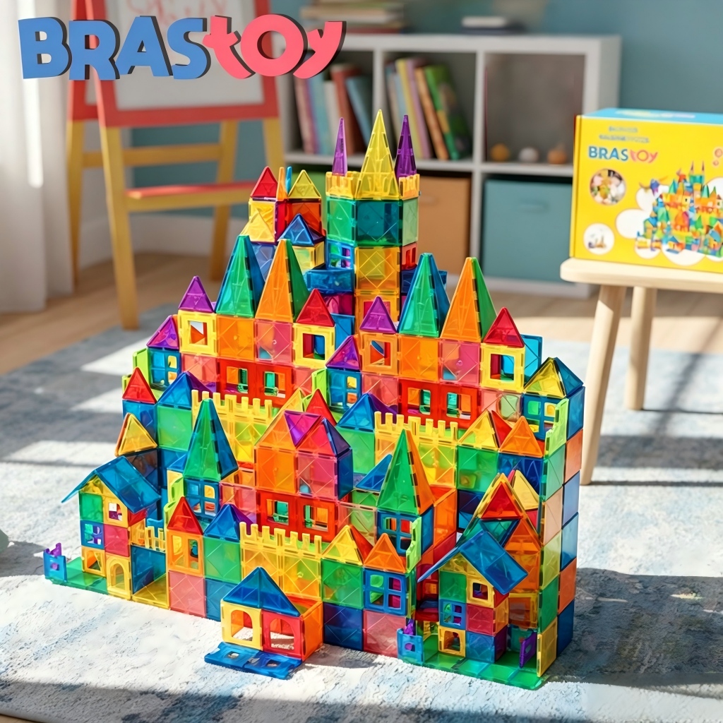 Brastoy Blocos De Montar Magnético Construção 65/130 Peças Brinquedo Educativo Infantil Educativo