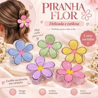 Presilhas Florais Elegantes Piranha de Flor acrlica