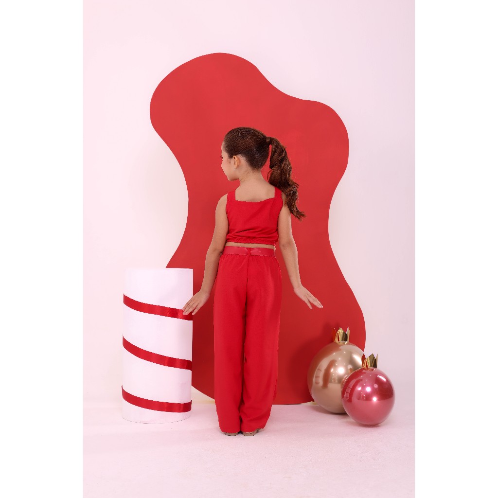 Conjunto Infantil Feminino Blusa e Calça Alfaiataria Pantalona Laços com cinto do 2 ao 8 Delicado elegante e confortável