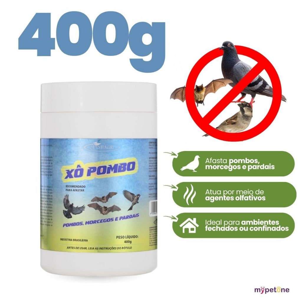 Xô Pombo Pastilha Repelente Pombos, Morcegos, Pardal - 400 g