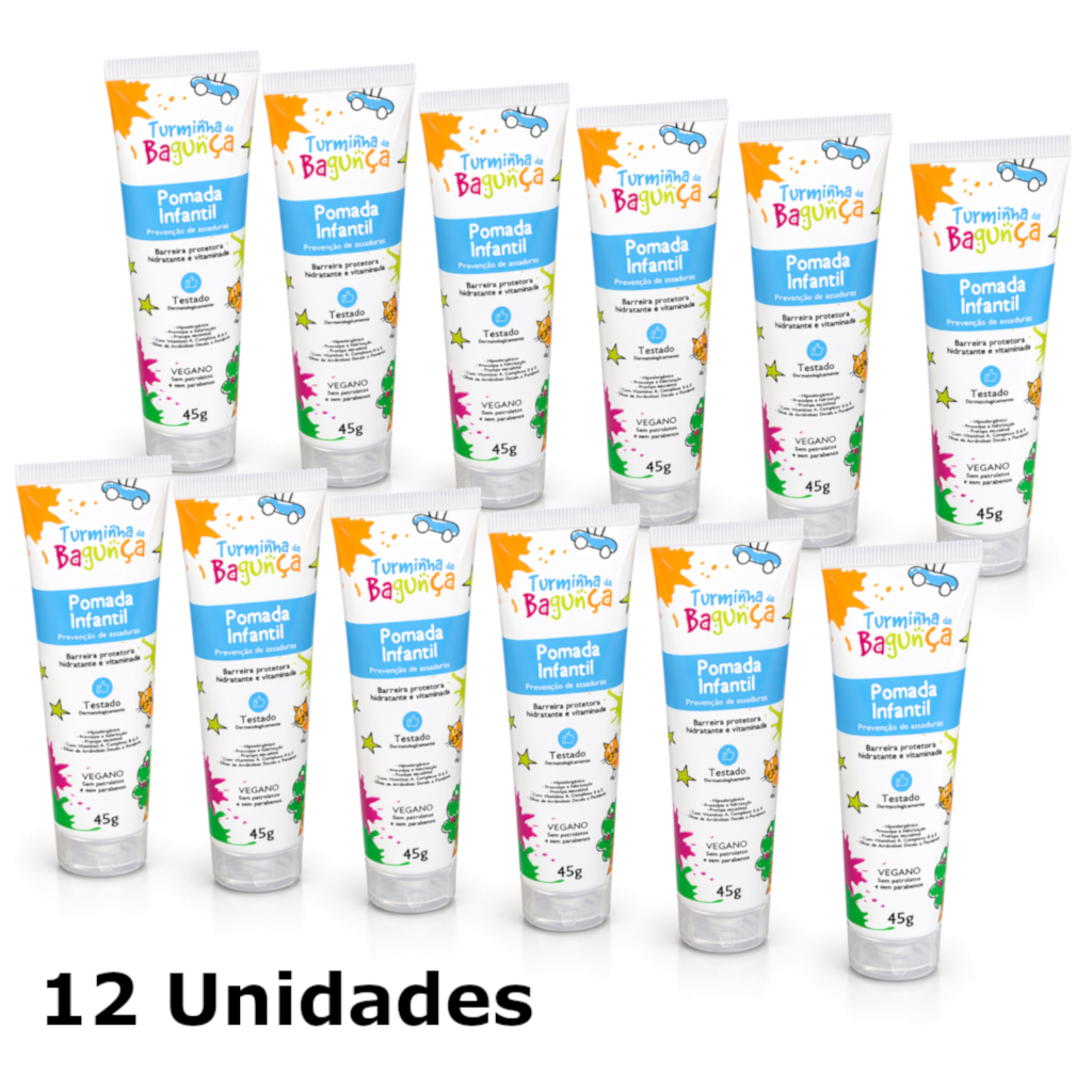 Kit 12 Pomada de Assadura para Bebê 45g - Turminha da Bagunça | Pomada infantil