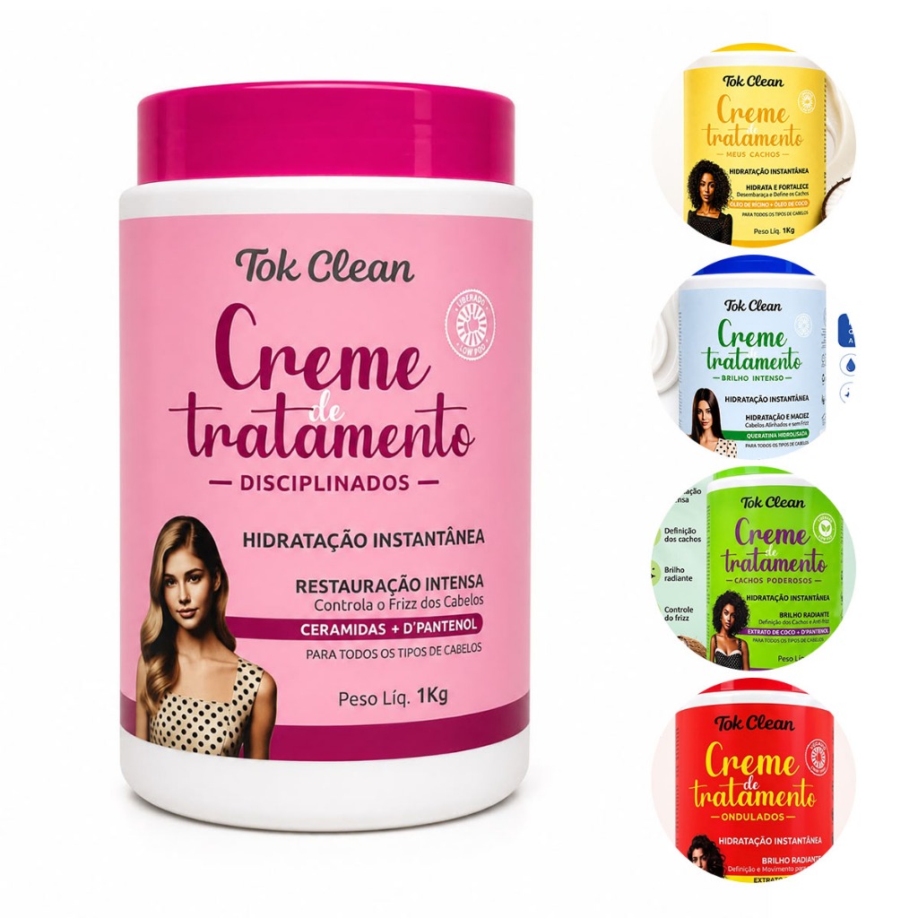 Creme para Tratamento Tok Clean 1kg Hidratação para Cabelos Salão Cuidados em Casa