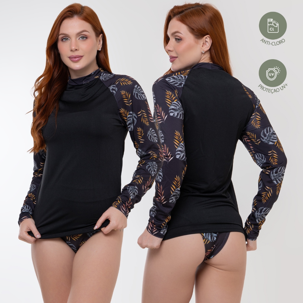 Blusa Térmica Feminina Proteção Uv Manga Longa Estampada Moda Praia Verão 2022 031