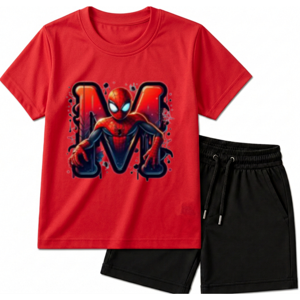 Conjunto Infantil Masculino  Menino Camiseta Algodão +Bermuda Moletinho Estampado Confortavel Casual