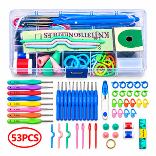 Kit de Crochê Completo 53 Peças para Amigurumi, Agulhas de Crochê com Cabo Soft, Tesoura e Acessórios