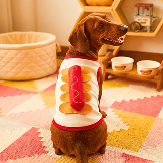 Fantasia Cachorro quente Confortável Pet Roupa Regata Cachorrinho Divertido Salsicha
