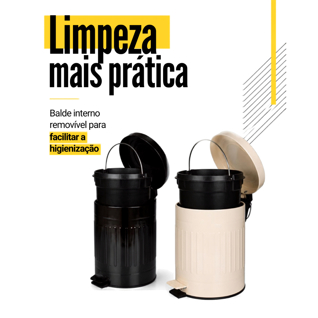 Lixeira Retrô Preta 5 Litros Mor Aço Inoxidável Casa Restaurantes Pequena Vintage · foto 2