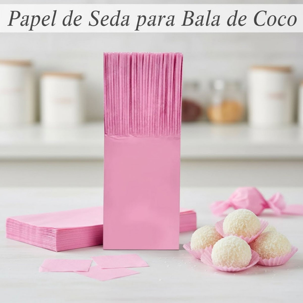 Kit 48 Papel De Seda Franjinha Para Bala De Coco Junco Decoração Festa Aniversario — imagem 2 de 2