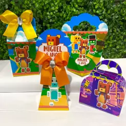 Kit Caixas Personalizadas Super Bear Adventure | Lembrancinhas Festa Infantil Aniversário | Caixinhas Jogo do Urso