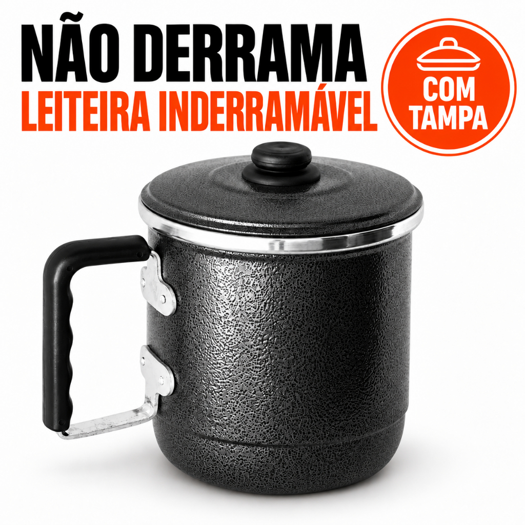 Fervedor de Leite Inderramável 3,6 Litros | Canecão Leiteira Que Não Derrama | Com Tampa | Alumínio Reforçado