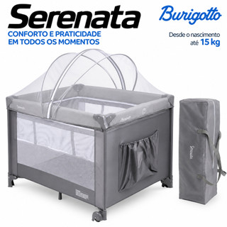 Berço Desmontável Portátil Serenata Cinza Burigotto Até 15kg