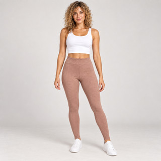 Calça Feminina Canelada 3D Skinny Cintura Alta Confortável Casual e Elegante P ao G1