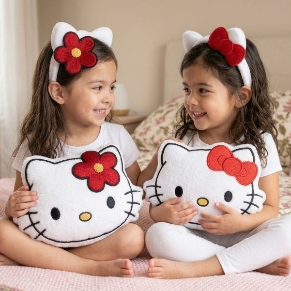 Pelúcia Bordada Boneca Hello Kitty Fofa | Presente Lindo | Laço | Flor