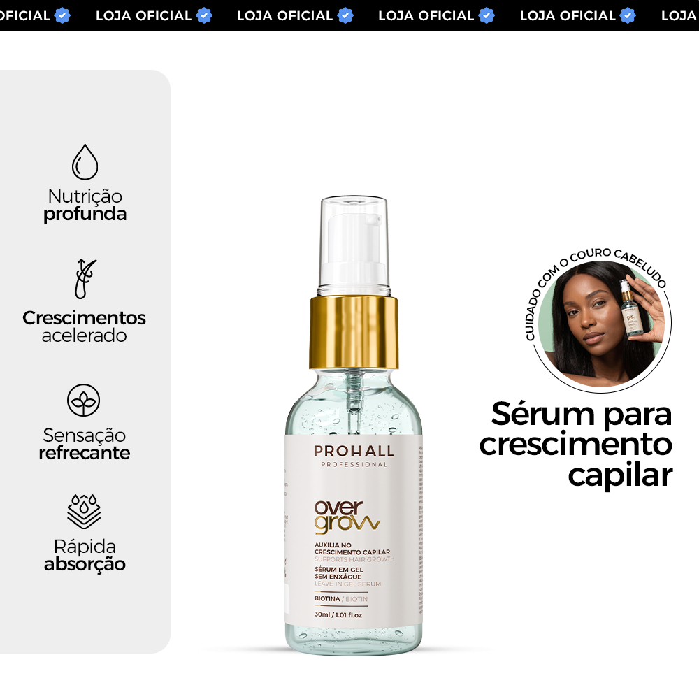Sérum para Crescimento Capilar Overgrow 30ml - Prohall