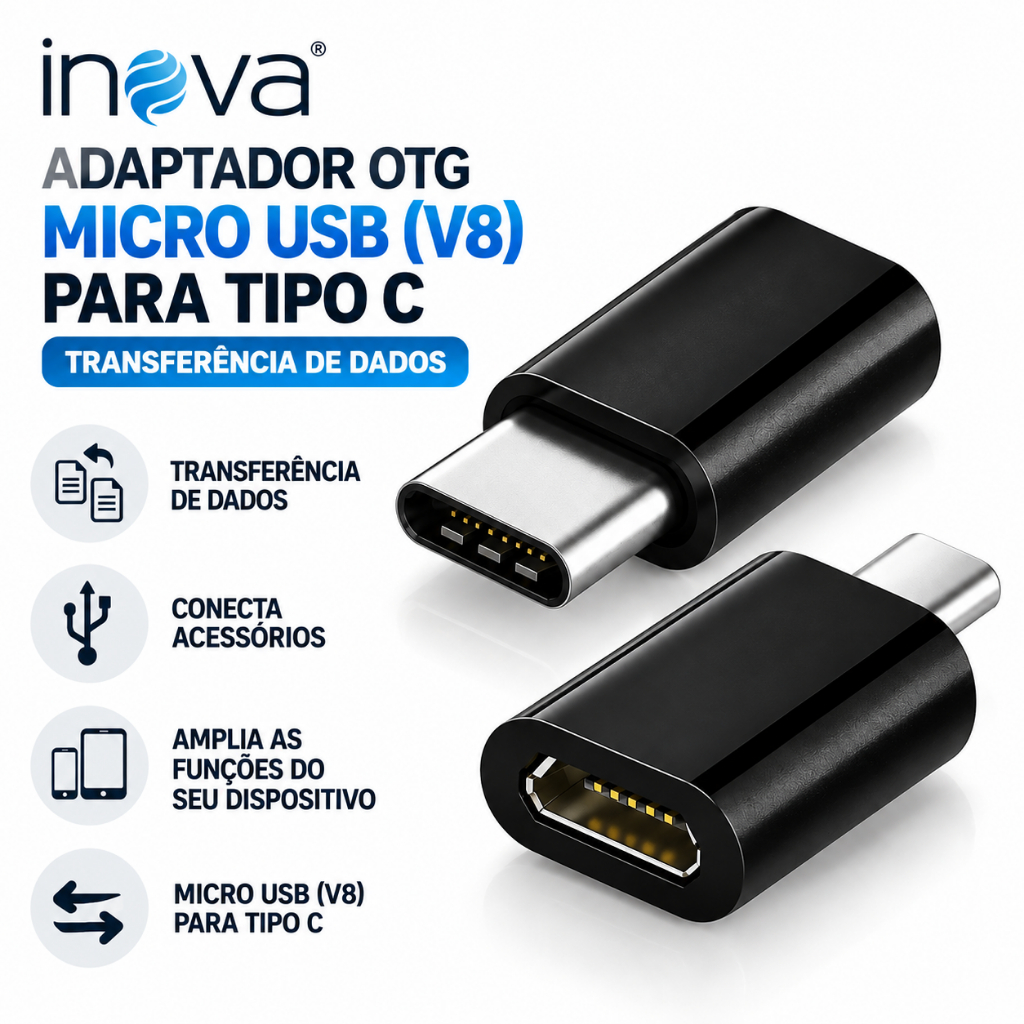 Adaptador V8 para USB-C Tipo C OTG Micro USB Inova