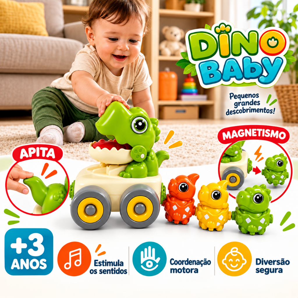 Carrinho Baby Dino Com Fricção E Apito