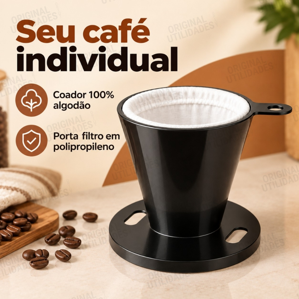 Porta Filtro de Café Individual com Mini Coador de Pano Dose Única Portátil Dripper Reutilizável