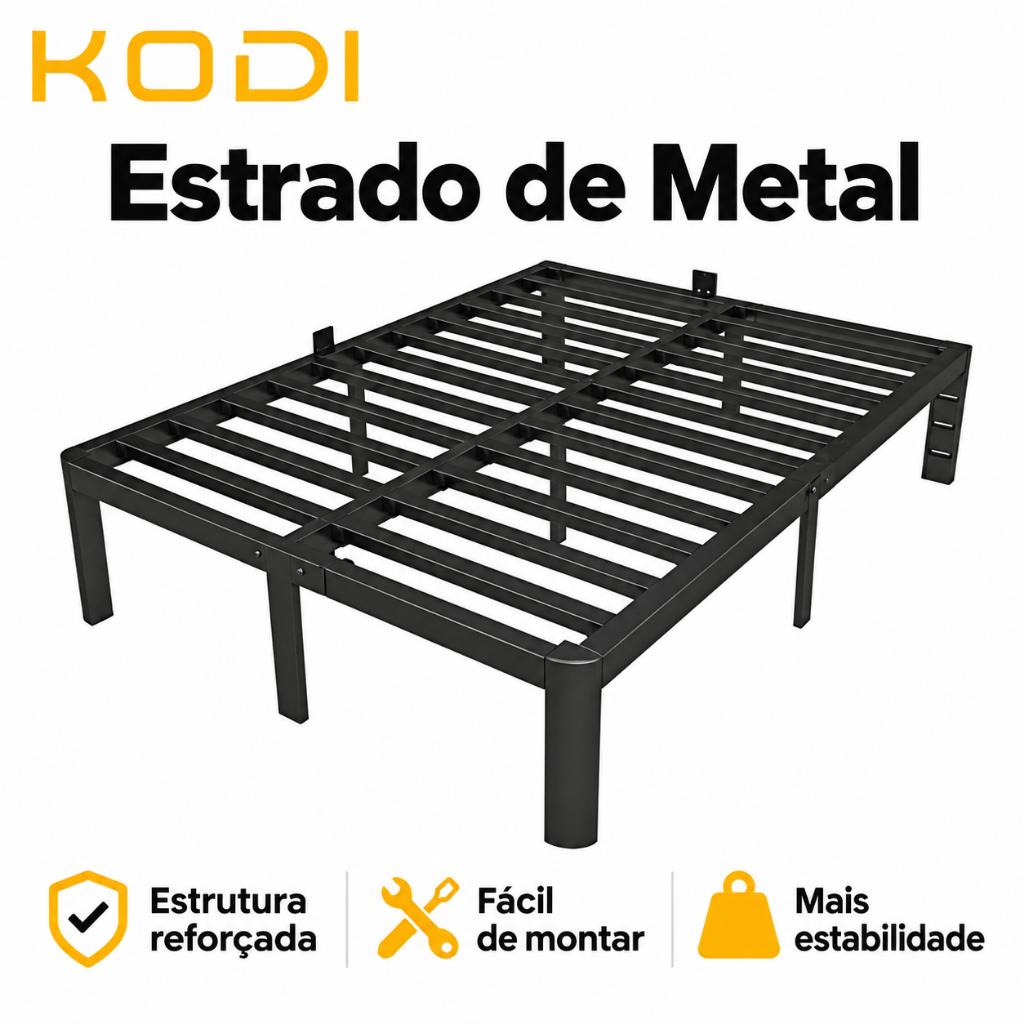 Estrado de Metal para Cama solteiro Casal Colchão Cama Box Fácil Montar Ripas Aço Suporta 400kg