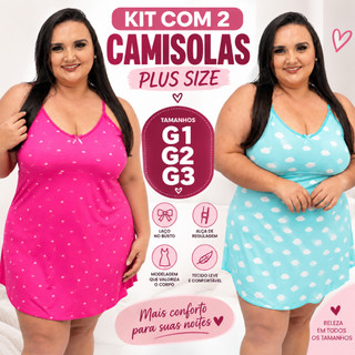 Kit 2 Camisolas Plus Size Camisola EXGG Camisola Extra Grande Camisola GG1 Vestido de Dormir Feminina