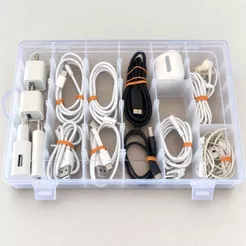 Caixa Organizadora de Cabos Fios e Eletrônicos Pen Drive Case Box 36 Divisórias Ajustáveis Transparente
