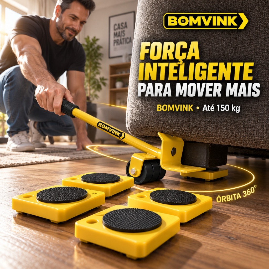 Levantador de Móveis Pesados Fácil Alavanca com 4 Rodas 360 Graus Bomvink até 150kg