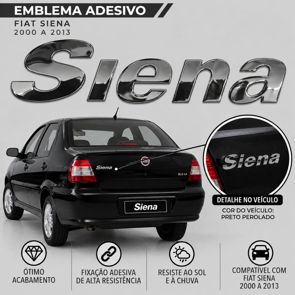 Emblema Tampa Traseira Siena 2000 a 2013 - unidade