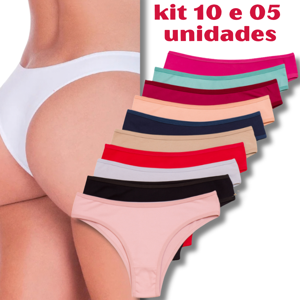Kit 10 e 05 Unidades de Calcinha Feminina Calsinha Tanga Adulto Suplex Microfibra do P ao G