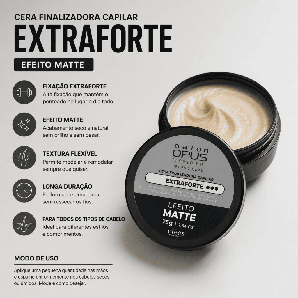 Cera Modeladora Fixação Extra Forte Matte Salon Opus 75g · foto 2