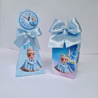 Caixa Milk e Caixa Pirâmide Cinderela Baby Personalizada / Lembrancinha infantil  Personalizada / Kit Festa Infantil
