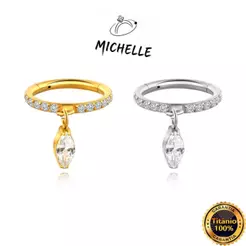 Piercing Argola TitâNio Pvd Com Pingente De Oval ZircôNia Cravejada | Helix, Daith, Septril, Rook, Conch
