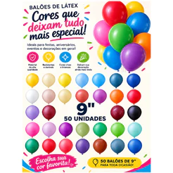 Balão Bexiga 9 Polegadas 50 Unidades Redondas Happy Day