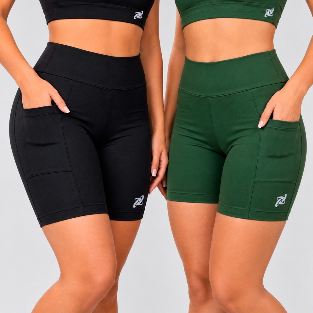Shorts Fitness Feminino Poliamida C/ Bolso Lateral Burst Beach Tennis Academia Corrida Caminhada