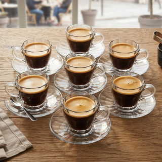 Conjunto de 6 Xícaras de Café Wolff Pétala Vidro com Pires 100ml para Cozinha Mesa Posta Decoração Sala Presente Prático