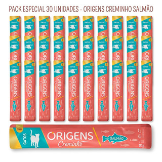 Petisco para Gatos Creminho Origens sabor Salmão Kit com 30 sachês