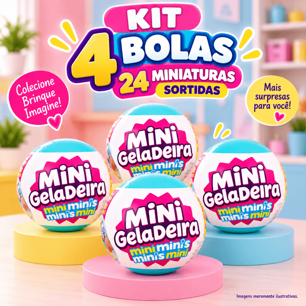 Kit Bola Surpresa Esfera Cápsula Colecionável Miniatura Enche A Geladeira — imagem 2 de 2