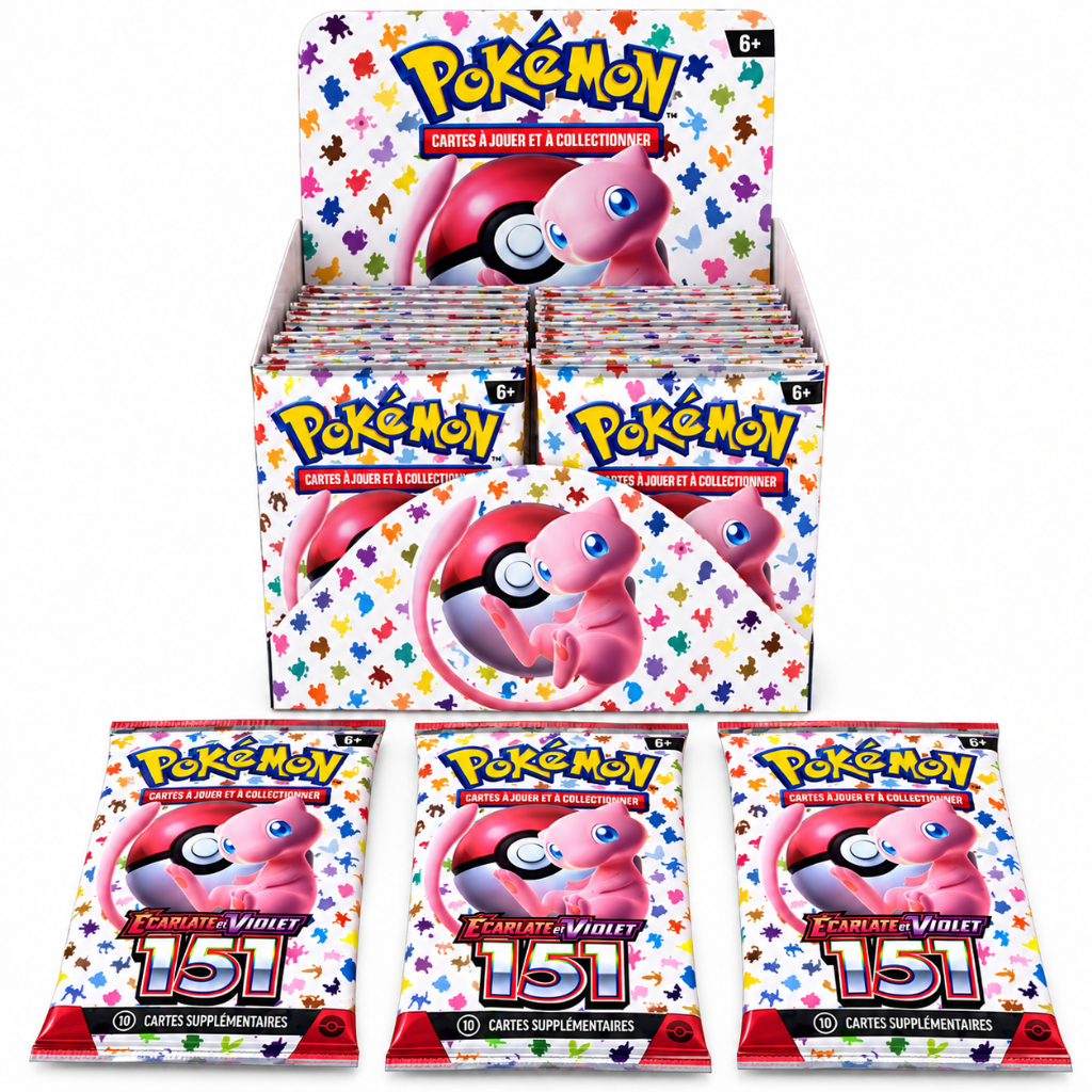 CARTA POKEMON Kit 3 Boosters Pokémon TCG 151 Francês Lacrados Écarlate et Violet