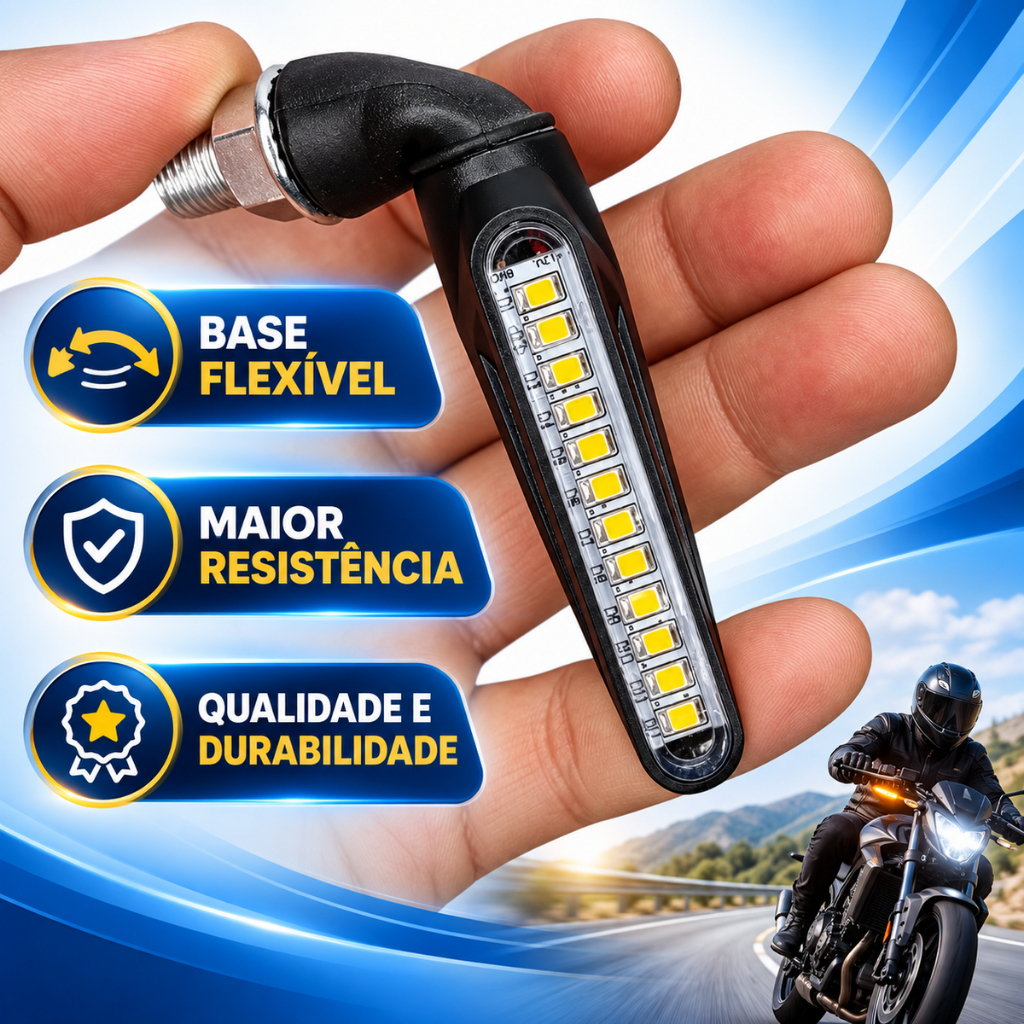 Par Pisca Led Sequencial Palito Slim Universal Motos Xre 300 Cb 300 Cbx 250 Twister — imagem 2 de 2