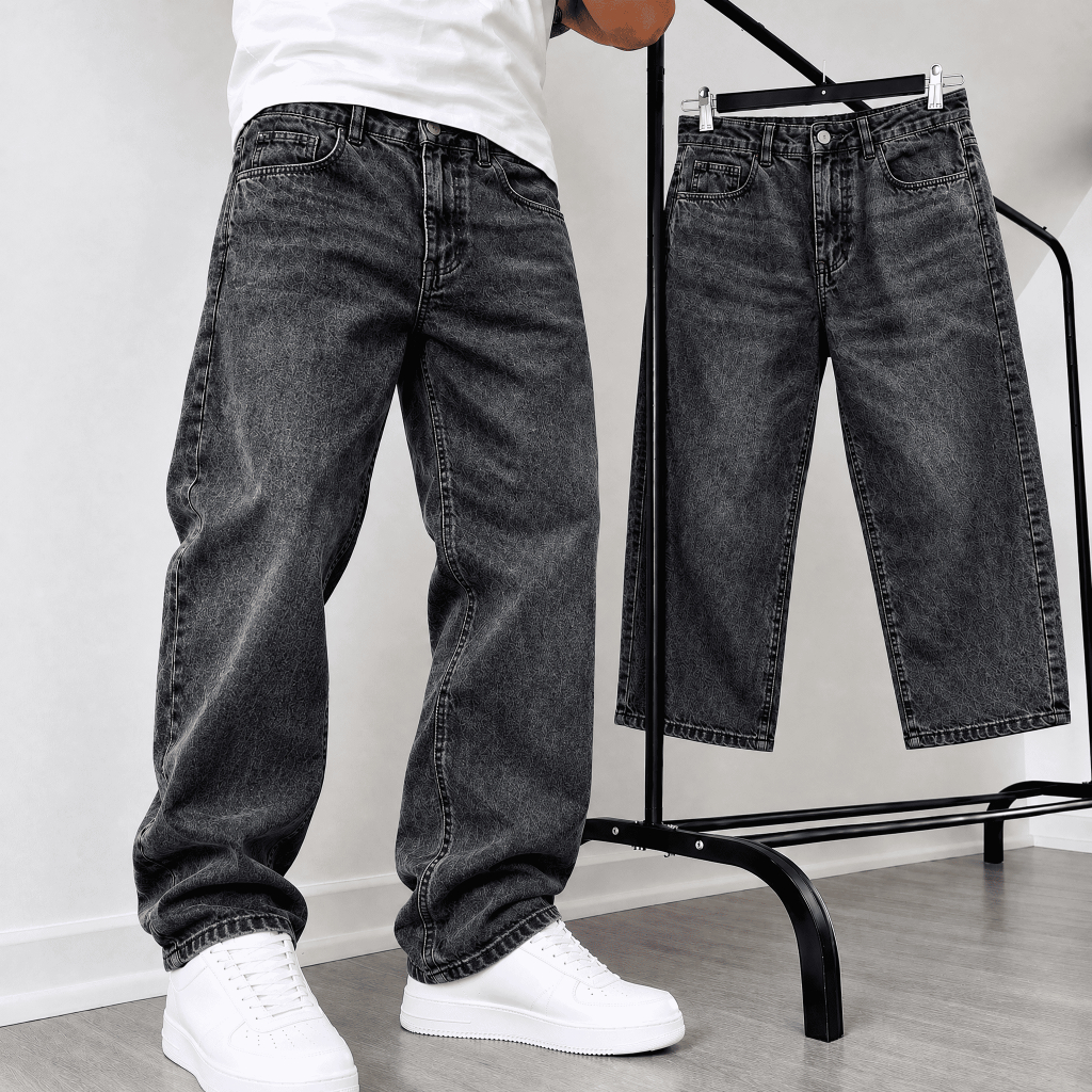 Calça Balão Jeans Masculina Baggy Boca Larga Streetwear  Skatista Oversized Moda Urbana Calça Jeans Larga Cintura Alta