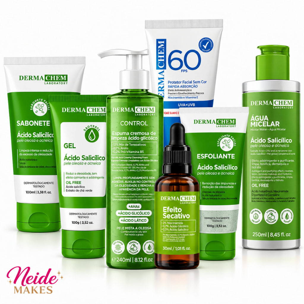 Kit SKINCARE ANTIOLEOSIDADE E ÁCIDO SALICÍLICO Para todos tipos de Pele DERMACHEM