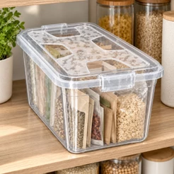 1 Caixa Organizadora Container 12L Transparente com Tampa e Travas Multiuso Roupas Brinquedos Armário Cozinha Escritório