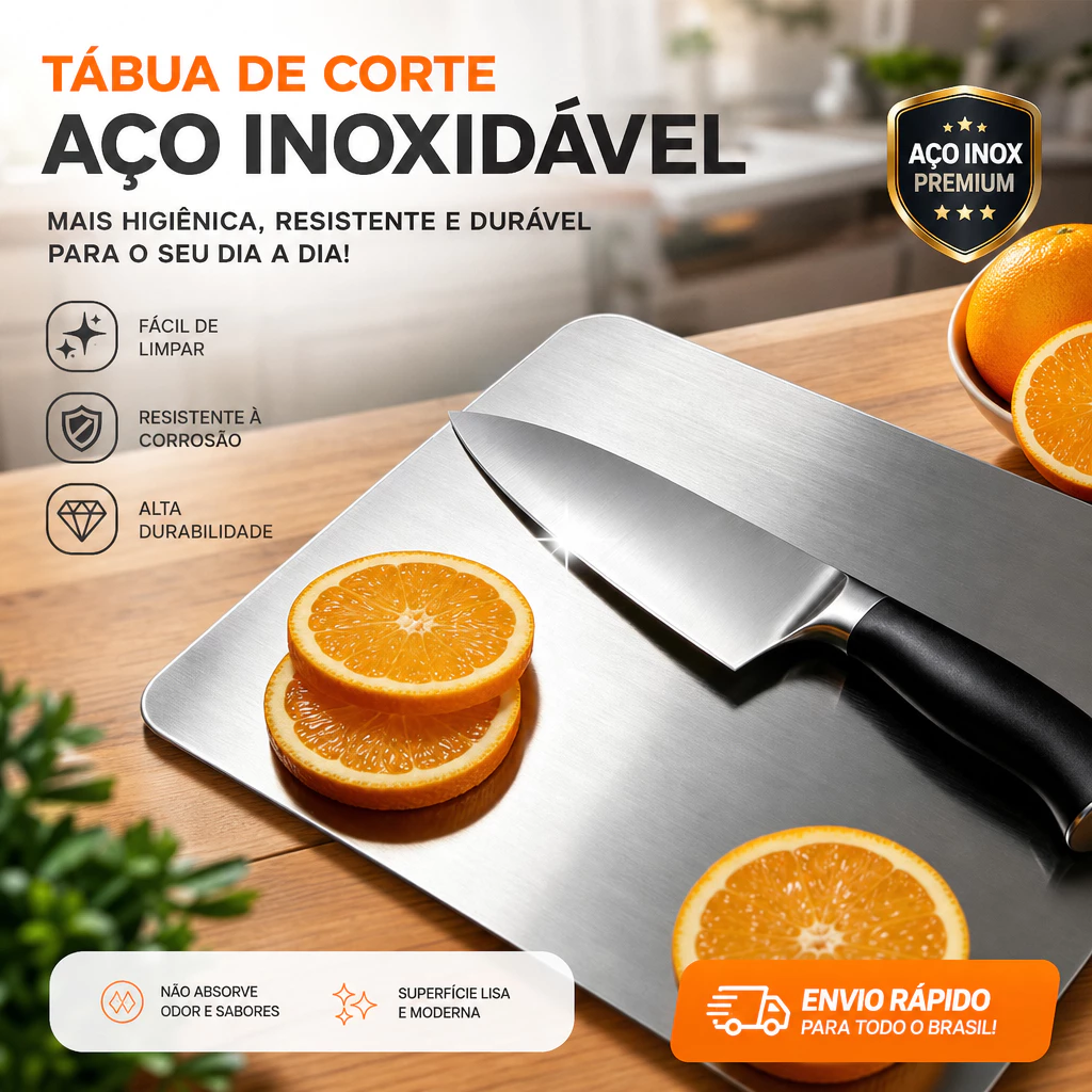 Tábua De Corte De Aço Inoxidável Resistente À Corrosão Com Alça Fácil De Limpar Para Carnes E Legumes — imagem 1
