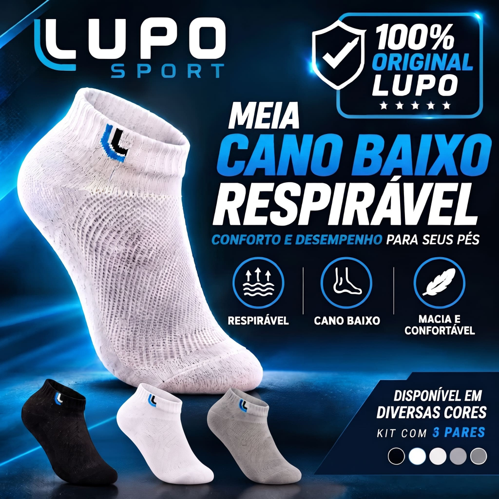 Kit 3 Pares Meia Cano Baixo Lupo Masculina Original