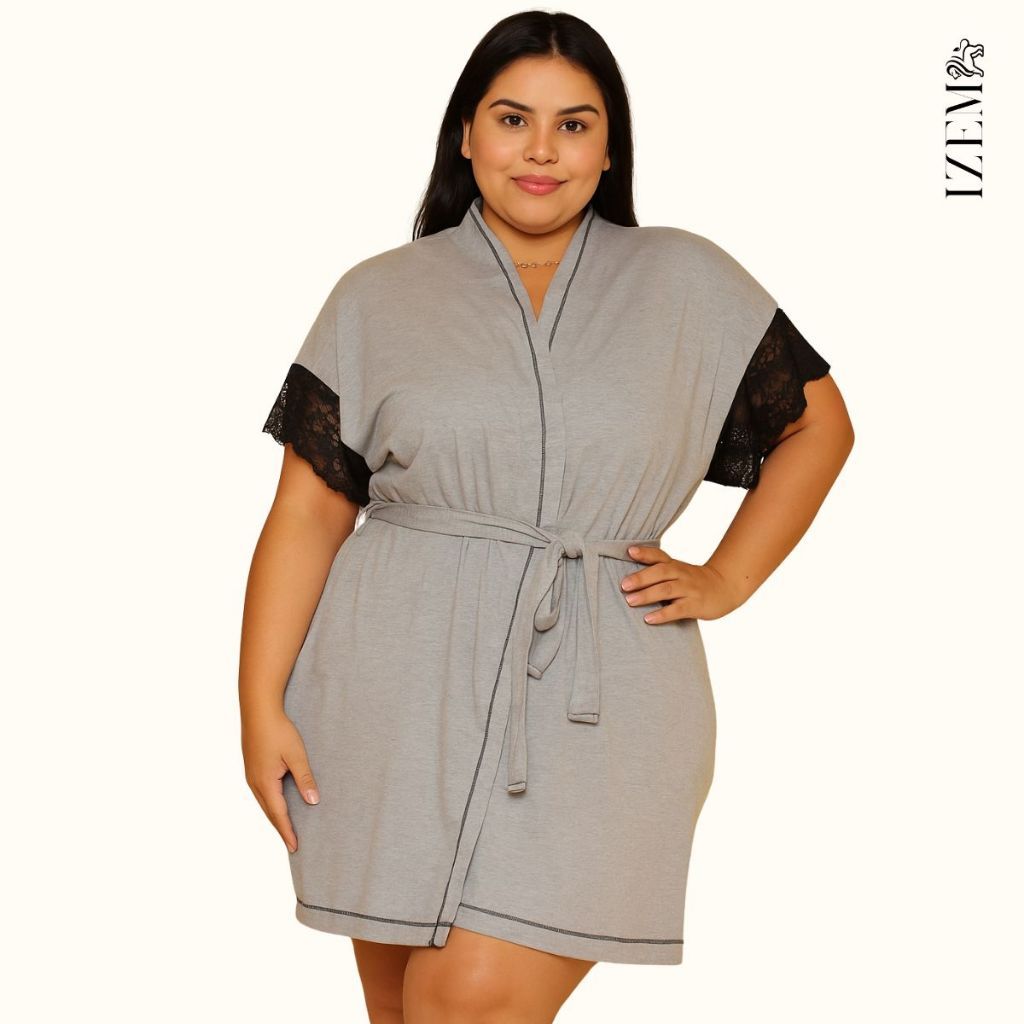 Roupão Robe Plus Size Feminino Malha Algodão Maternidade Pós Parto